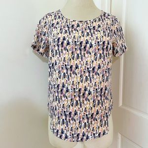 Simply Styled by Sears L Large Pink Blue Abstract Sleeveless Tiered Top